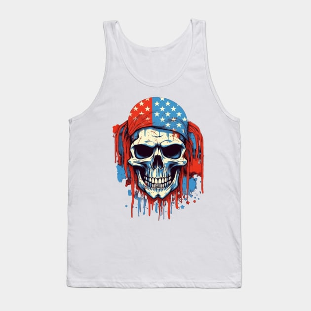 Proud to be an American and rockin' my Skull Flag with bold colors US Tank Top by Pixel Poetry